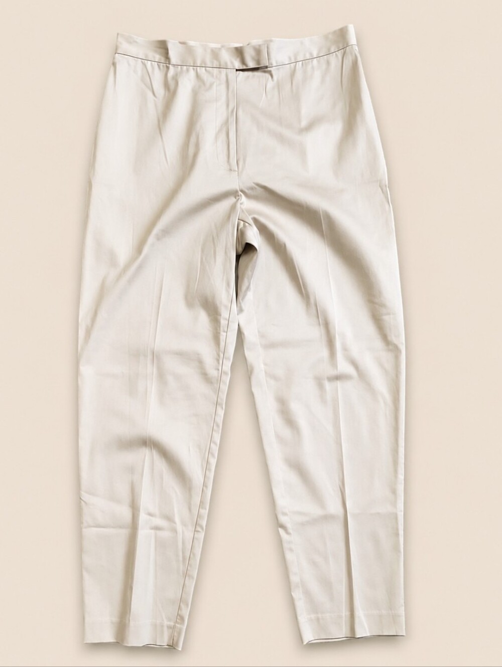 Worthington Stretch Dress Pants Womens Size 10 Petite Satin Beige Cotton Tapered